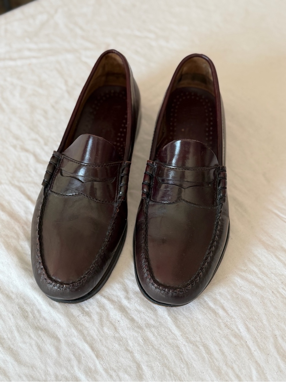 Men’s Bass Weejuns Larson Burgundy Leather Penny Loafers Size 8D